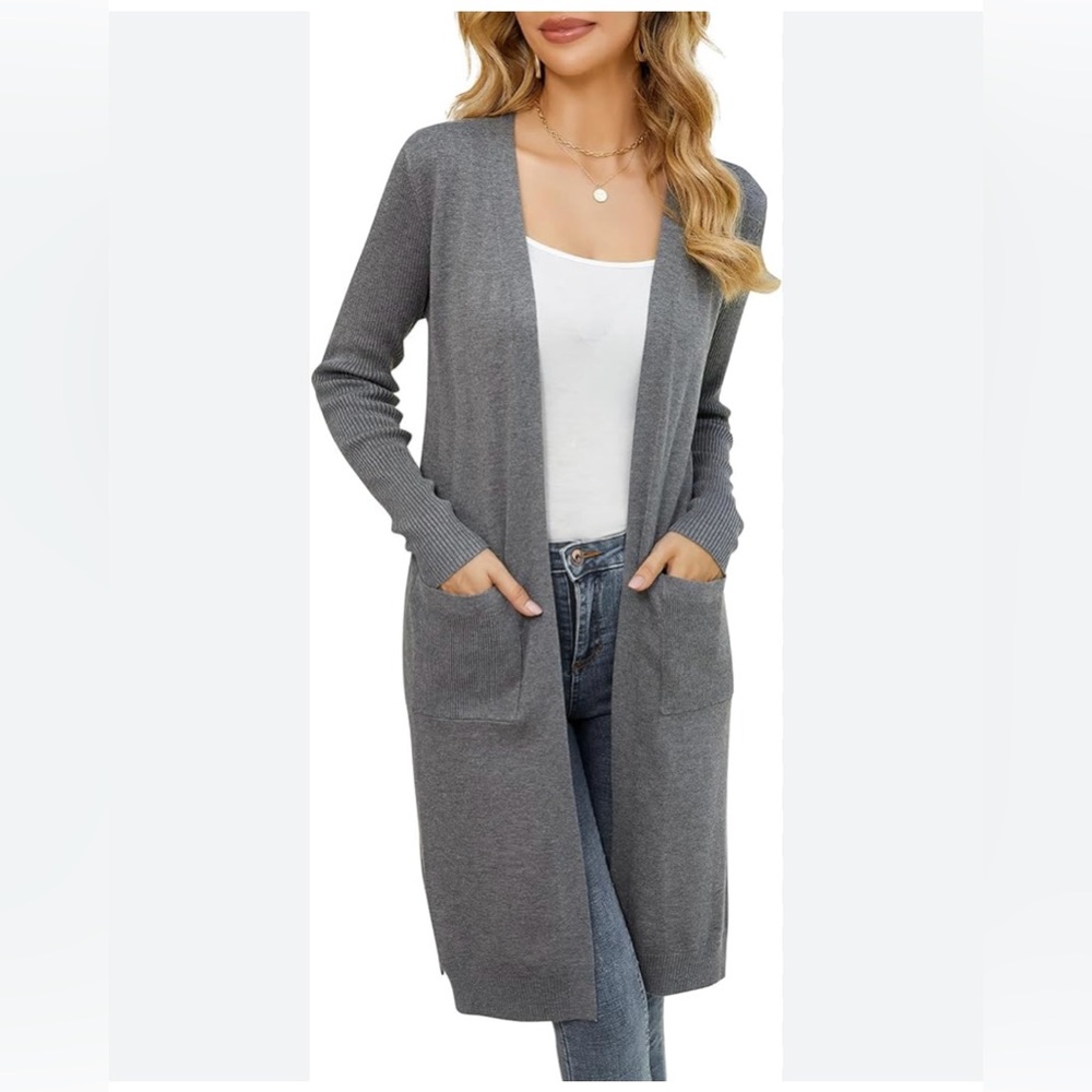 89th and‎ Madison women’s long sleeve cardigan open front sweater with pockets